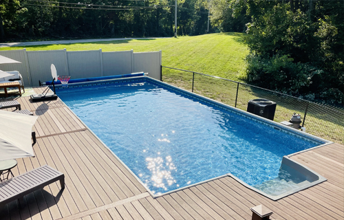 Semi-inground pool finishing
